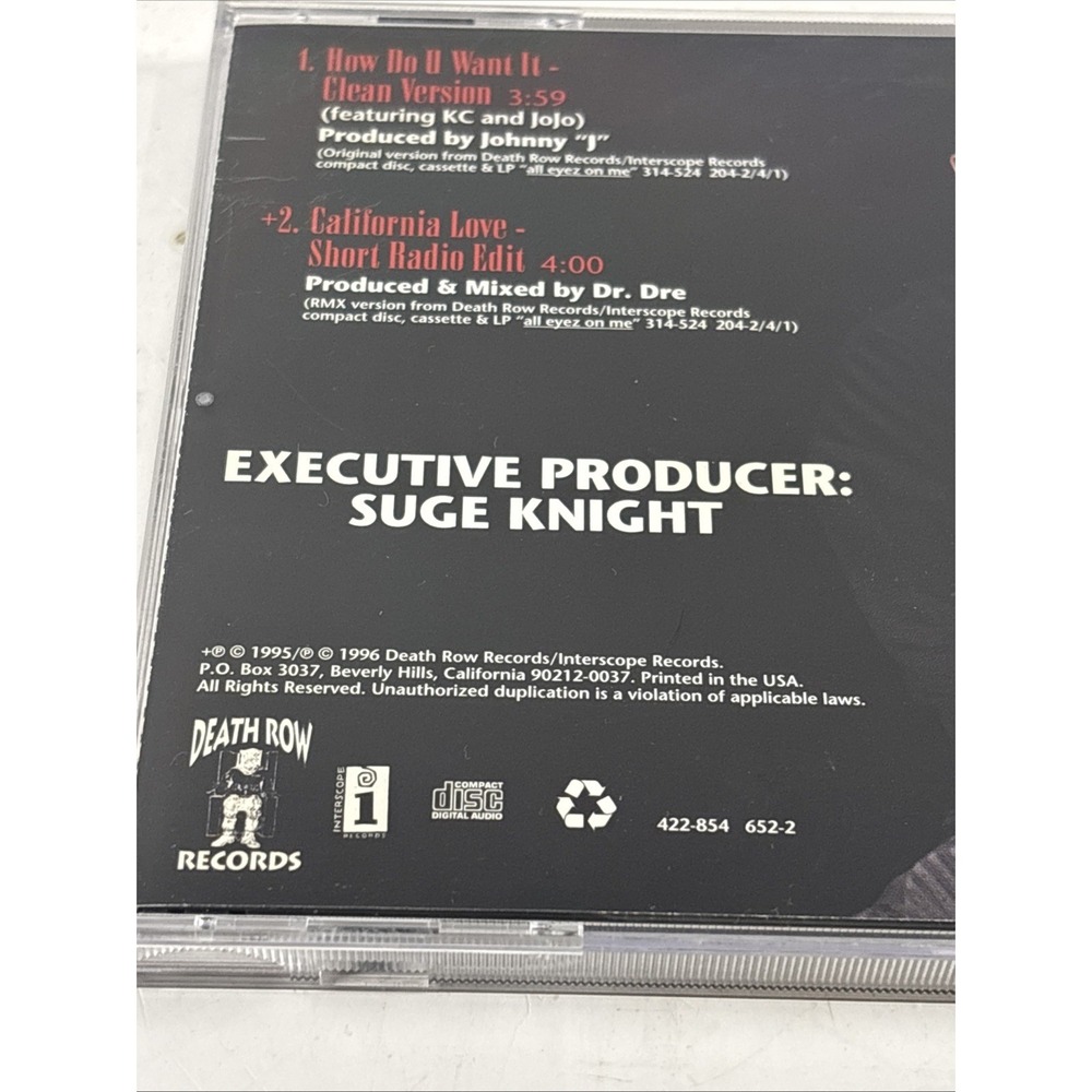 How Do U Want It by 2Pac CD1996 Death Row Records Suge Knight KC and JoJo - Picture 9 of 10